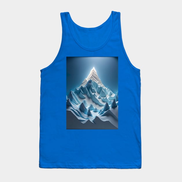 Super Minimalistic Paper quill Carving of cool ethereal Mount Everest with only shades of blue ! Tank Top by UmagineArts